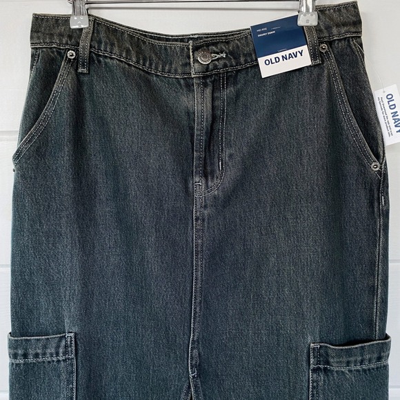 90s Cargo Pocket Column Denim Maxi Skirt‎ 16 Mid Rise Vtg Y2K Utility Streetwear - Picture 4 of 10